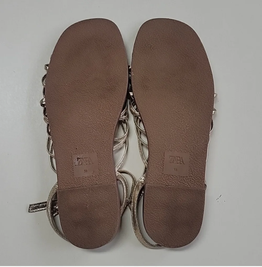ZARA GOLD Strappy Knot Sandals Size 7.5 - Picture 13 of 15
